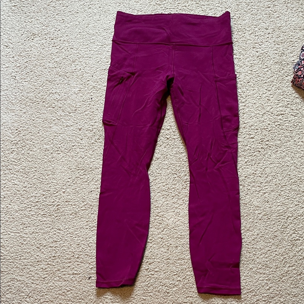 Athleta Magenta Waistband Leggings